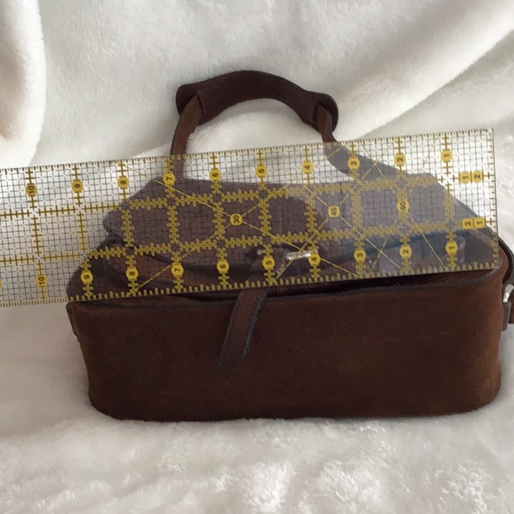 Italian leather and suede D2 small satchel in dark brown - Picture 6 of 9